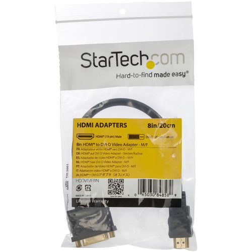 Video Cable Adapter StarTech.com 8in HDMI to DVI-D Male to Female 0.2m - HDDVIMF8IN