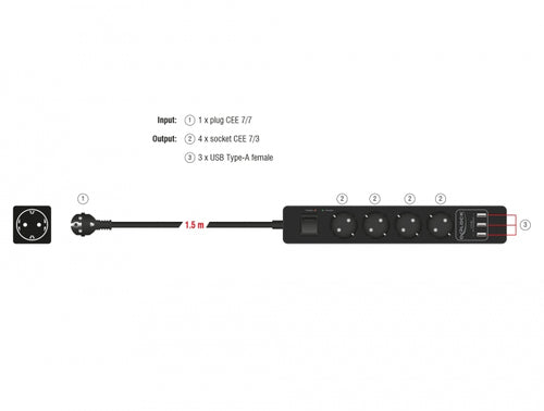 DeLOCK 11209 power extension