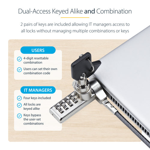 StarTech.com DUALKA10-LAPTOP-LOCK cable lock