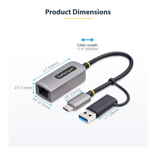 2.5GbE USB-C Ethernet Adapter Thunderbolt Compatible 5000Mbit/s