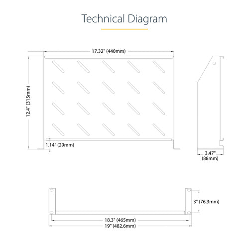 StarTech.com CABSHELFV2U-12-RACK rack accessory