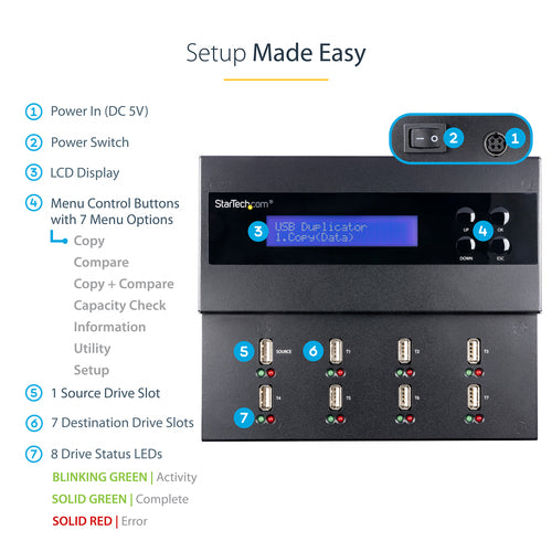 USB Flash Drive Duplicator StarTech.com USBDUPE17 7 Drives 1.5 GB/min USB 2.0