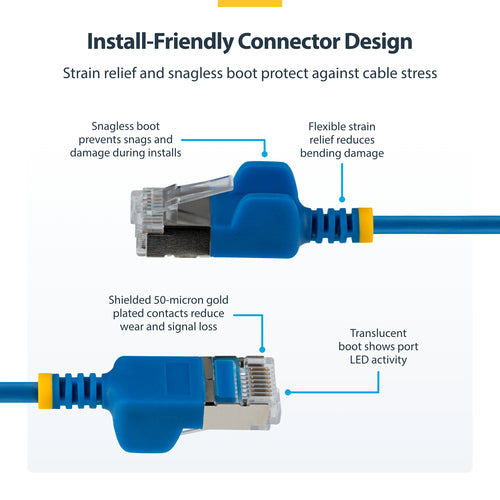 Networking Cable StarTech.com N6APATSTP34BLS2M 2m Ultra Slim Cat6A Snagless - N6APATSTP34BLS2M