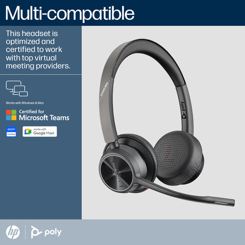 Headset HP Poly Voyager 4320-M Wireless 20-20000 Hz Black - 77Z32AA