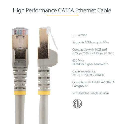 CAT6a Ethernet Cable StarTech.com 9ft 10Gbps Shielded Snagless RJ45