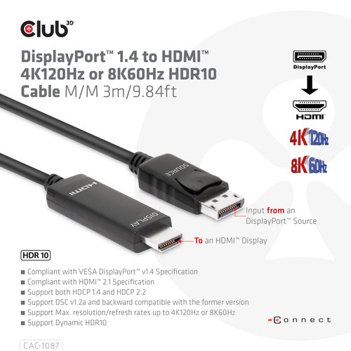 CLUB3D CAC-1087 video cable adapter