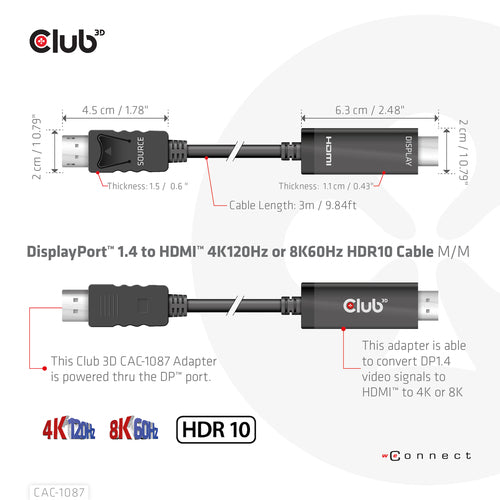 CLUB3D CAC-1087 video cable adapter