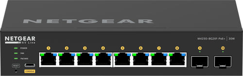 Network Switch NETGEAR GSM4210PX 8x1G PoE+ 220W 2x SFP+ Rack Mounting - GSM4210PX-100EUS