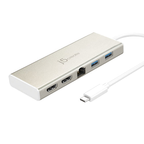 USB-C Dual HDMI Mini Dock j5create JCD381 4K 60W Ethernet USB 3.1 Hub - JCD381-N
