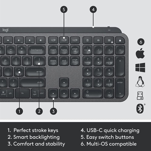 Keyboard Logitech MX Keys Combo For Business Gen 2 Wireless QWERTY Scissor Switch - 920-010932