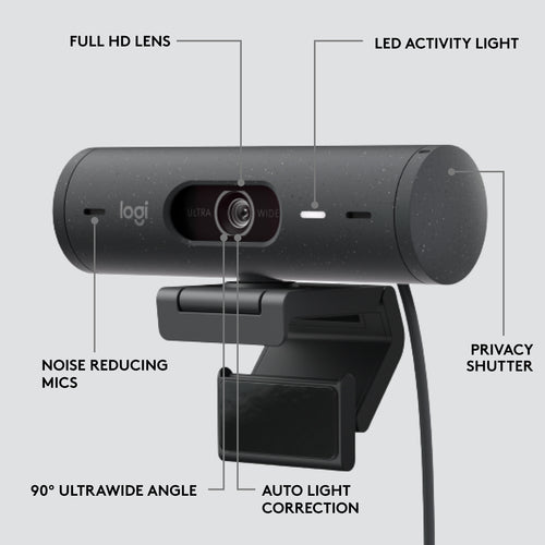 Webcam Logitech Brio 500 Full HD 1920x1080 60fps 4MP - 960-001422