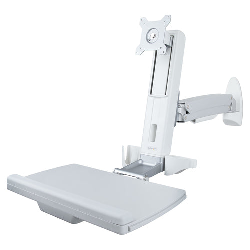 StarTech.com WALL-WORKSTATION-S Sit-Stand Wall Mount Workstation for 27"/32" Displays - Ergonomic Silver