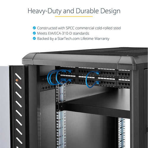 Adjustable Rack Mount Shelf StarTech.com ADJSHELFHD 330lbs 19.5-38in Depth Steel - ADJSHELFHD