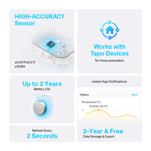 Temperature & Humidity Monitor TP-Link Tapo T310 -20-60C Freestanding Wireless - TAPO T310