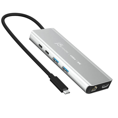 USB4 8K Multi-Port Hub j5create JCD403 Grey HDMI RJ-45 USB 3.2
