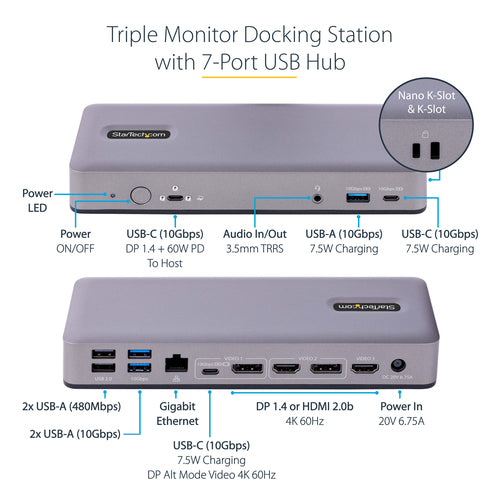 StarTech.com DK31C3MNCR laptop dock/port replicator