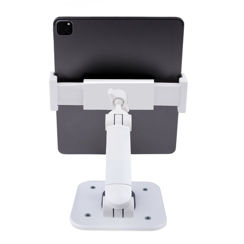 Adjustable Tablet Stand for Desk Wall Mountable 2.2lb Capacity Ergonomic Articulating White Aluminium Steel
