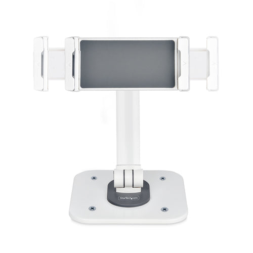 Adjustable Tablet Stand for Desk Wall Mountable 2.2lb Capacity Ergonomic Articulating White Aluminium Steel