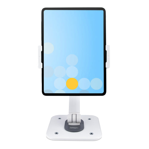 Adjustable Tablet Stand for Desk Wall Mountable 2.2lb Capacity Ergonomic Articulating White Aluminium Steel