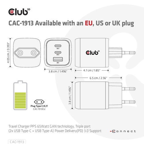CLUB3D CAC-1913 mobile device charger