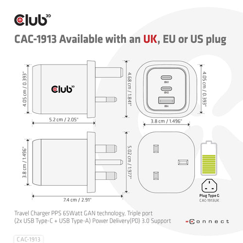 CLUB3D CAC-1913 mobile device charger