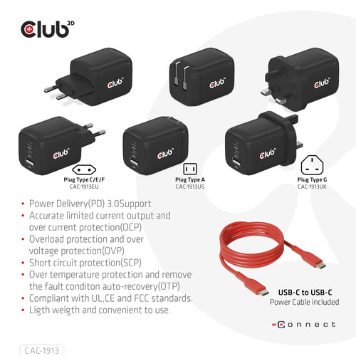 CLUB3D CAC-1913 mobile device charger