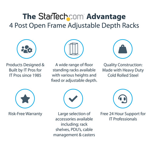 Server Rack StarTech 4POSTRACK25U 25U Mobile Open Frame 544.3 kg - 4POSTRACK25U