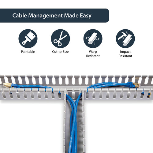 Cable Management Duct StarTech 2x2in PVC Open Slot TAA Compliant Grey