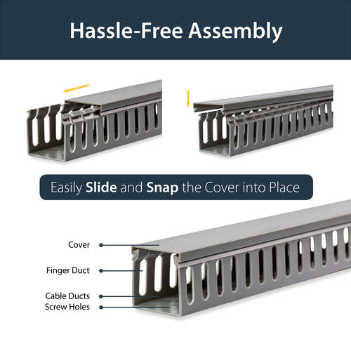 Cable Management Duct StarTech 2x2in PVC Open Slot TAA Compliant Grey