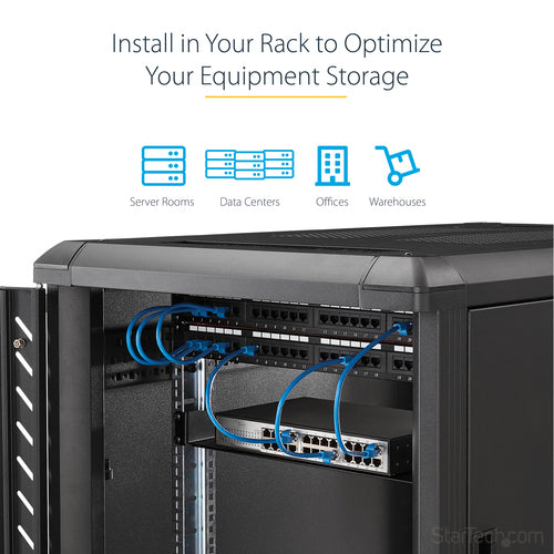 2U Server Rack Shelf Heavy Duty Steel 125lb Capacity 18 Inch Deep Universal Rack Mount