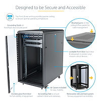 Rack Cabinet StarTech.com RK2236BKF 22U 1764lb 29in Mounting Depth 4-Post Enclosed - RK2236BKF