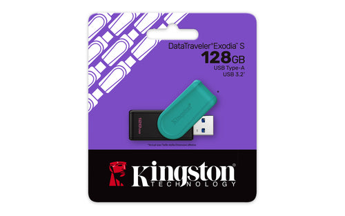 USB Flash Drive Kingston DataTraveler Exodia S 128GB USB 3.2 Gen 1 Portable Swivel Storage
