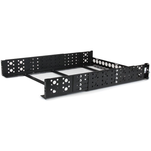 Universal 19 Inch Fixed Rack Rails 2U Adjustable Depth Steel Black
