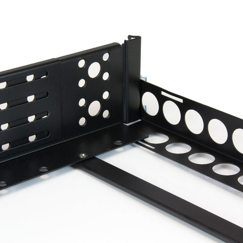 Universal 19 Inch Fixed Rack Rails 2U Adjustable Depth Steel Black