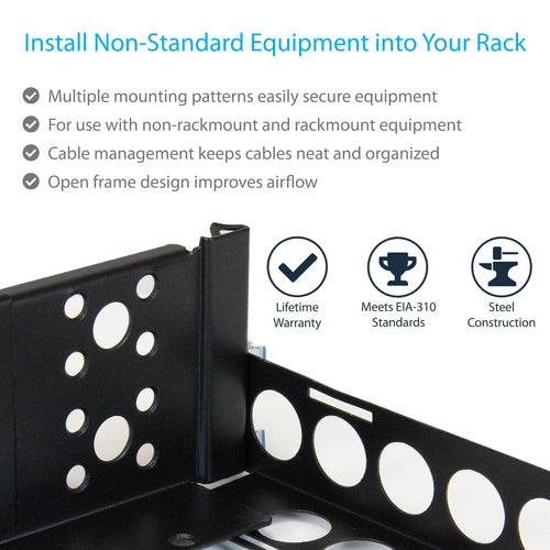 Universal 19 Inch Fixed Rack Rails 2U Adjustable Depth Steel Black