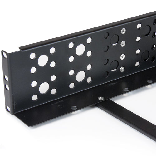 Universal 19 Inch Fixed Rack Rails 2U Adjustable Depth Steel Black
