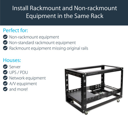 Universal 19 Inch Fixed Rack Rails 2U Adjustable Depth Steel Black