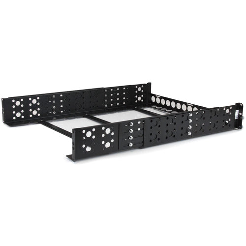 Universal 19 Inch Fixed Rack Rails 2U Adjustable Depth Steel Black