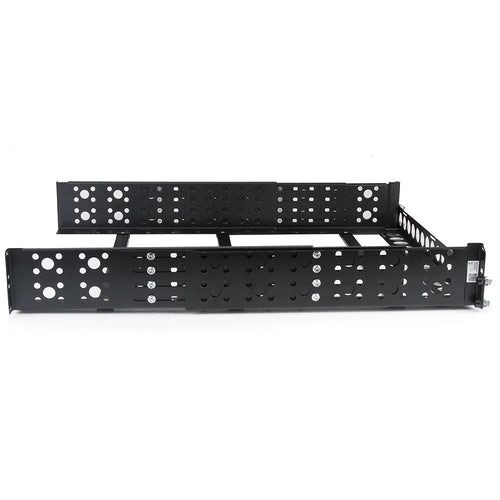 Universal 19 Inch Fixed Rack Rails 2U Adjustable Depth Steel Black