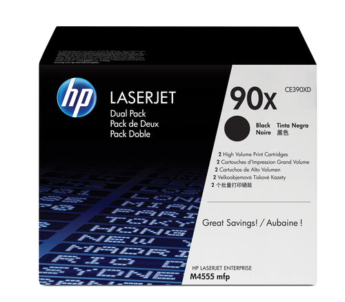 HP 90X 2-Pack High Yield Black LaserJet Toner Cartridges 48000 Pages