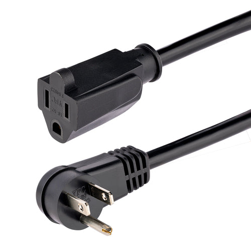 Power Extension Cord StarTech.com PAC101R1 1ft Right Angle 16AWG UL Listed Black