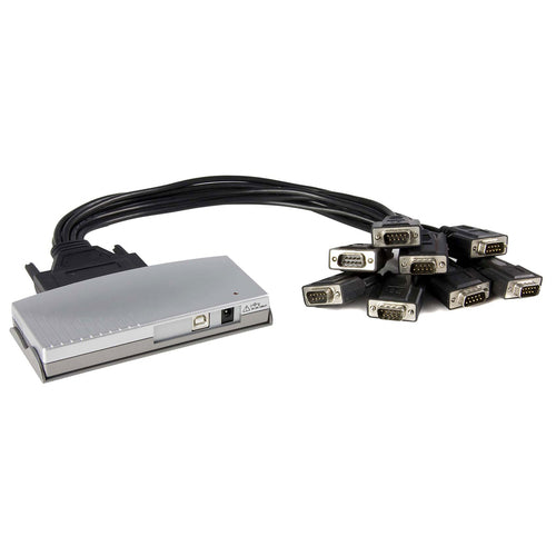 8 Port USB to RS232 Serial Adapter Hub Silver Plastic USB 2.0 Type-B