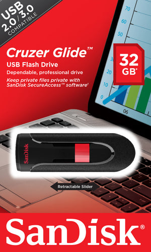 USB Flash Drive SanDisk Cruzer Glide 32GB USB 2.0 Type-A Slide - SDCZ60-032G-B35