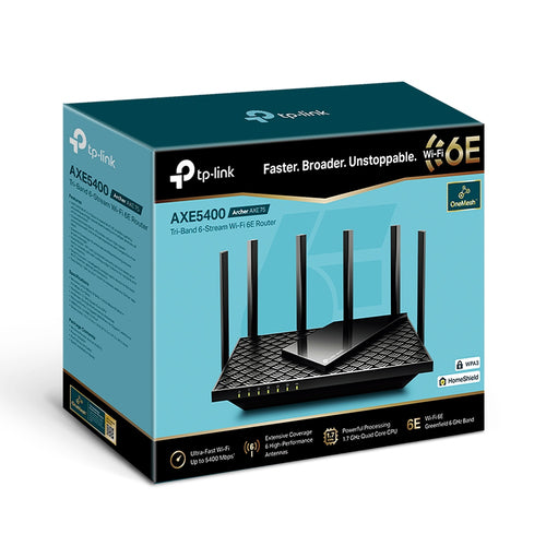 Wireless Router TP-Link Archer AXE75 Tri-Band Wi-Fi 6E 5400 Mbps Ethernet