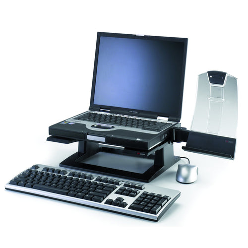 3M FT510091687 Ergonomic Laptop Stand - Black Plastic - Comfortable Viewing Angle
