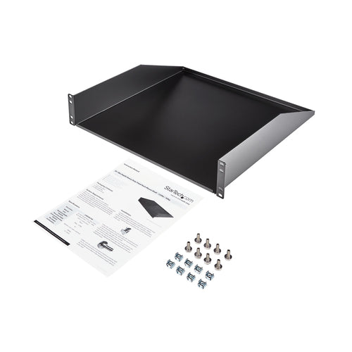2U Server Rack Shelf Heavy Duty Steel 125lb Capacity 18 Inch Deep Universal Rack Mount
