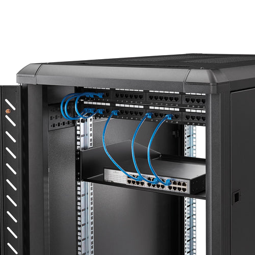 2U Server Rack Shelf Heavy Duty Steel 125lb Capacity 18 Inch Deep Universal Rack Mount