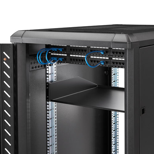 2U Server Rack Shelf Heavy Duty Steel 125lb Capacity 18 Inch Deep Universal Rack Mount
