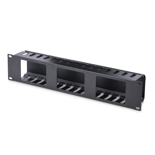 StarTech.com Horizontal 2U Cable Management Duct - Black Plastic & Steel Design
