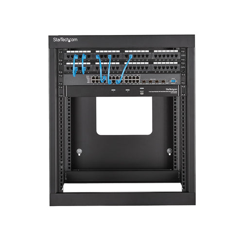 12U Hinged Open Frame Wall-Mount Rack Cabinet 22 Inch Deep Black